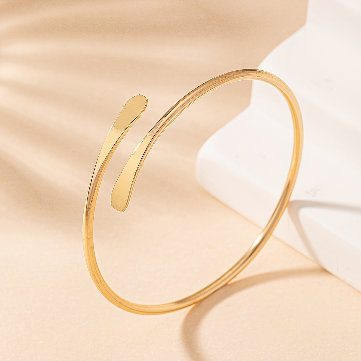 Minimalist Golden Open Cuff Bracelet Flat Ends Versatile Accessory